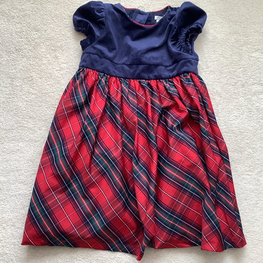 EUC Max Studio Plaid Red and Blue Girls Dress Lined Tulle Skirt 5